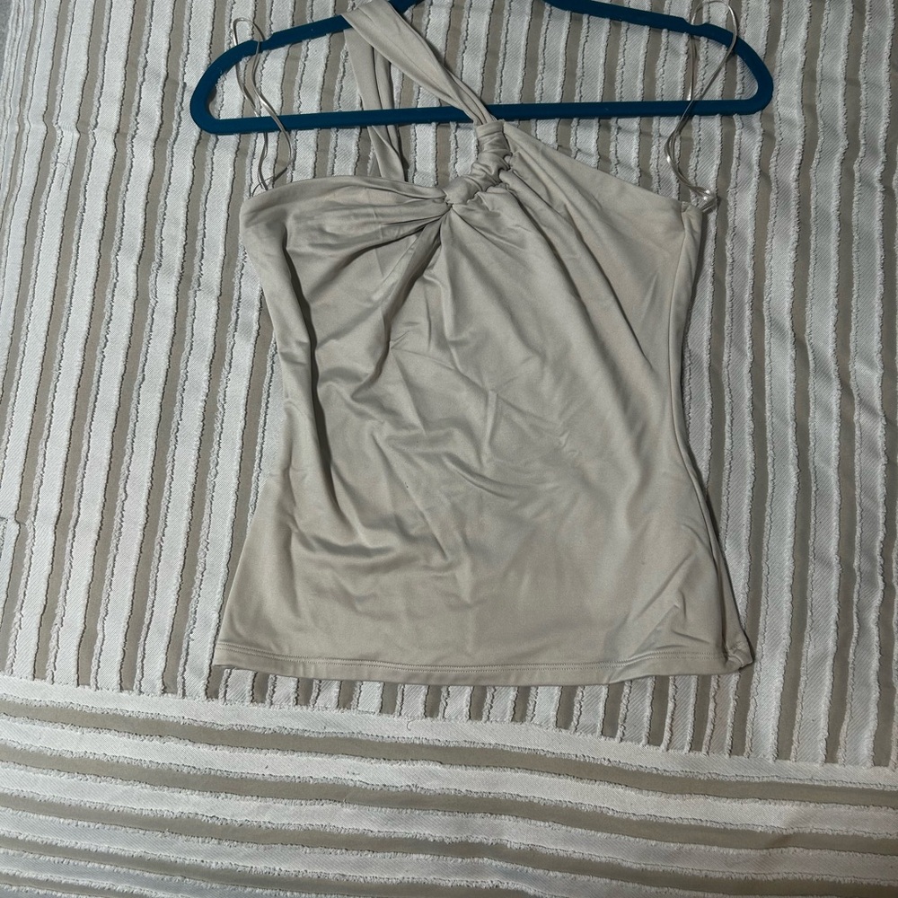 Abercrombie & Fitch Cream One-Shoulder Top